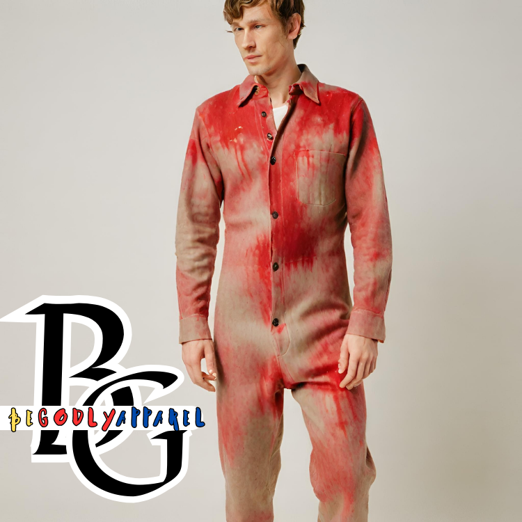 MEN & WOMEN'S "RED PAINT" COTTON ONE PIECE SUIT (ALL SIZES)